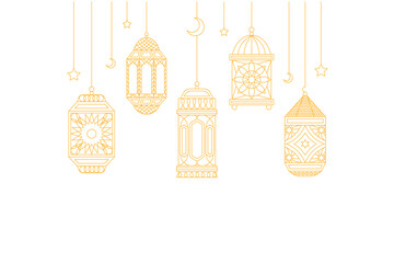 Islamic arabic lantern silhouette in gold color © Tan Creative Studio