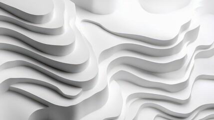 Obraz premium Abstract White Textured Waves in Soft Gradients and Curves