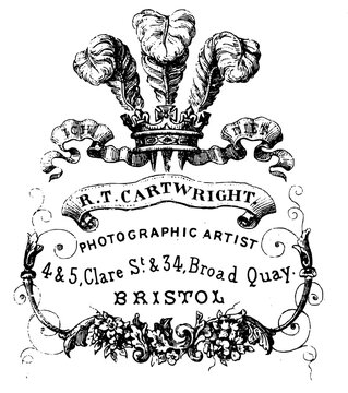 Vintage R T Cartwright Photographic Artist Label, Antique Bristol Studio Typography Crest Illustration