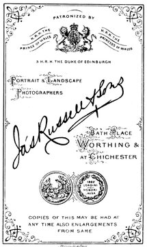 Vintage J C Rutherford Portrait Photographer Label, Antique Worthing Studio Typography Illustration