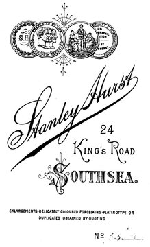 Vintage Stanley Awis Photographer Label, Antique Southsea Studio Typography Crest Illustration