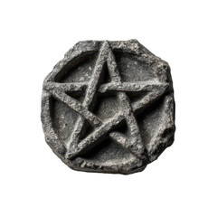 Ancient Star Symbol: An aged stone carving of a pentagram, a symbol of mystery, wisdom, and esoteric beliefs, showcasing the elegance of time's passage.