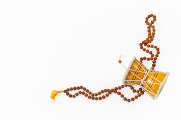 Damru drum and rudraksha mala with spiritual meaning
