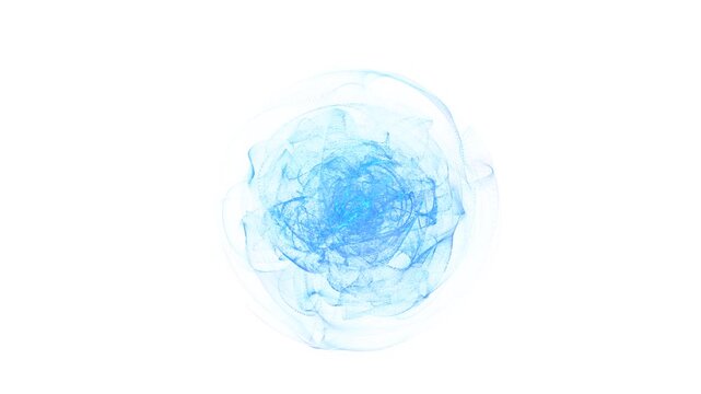 Blue Energy Sphere Animation with QuickTime Alpha Channel, Microparticle Waves, Stars, Rays, Cosmic Matter, Rotating Dots, Life Creation, Universe Background for Logo, Tech, Medicine, 4K