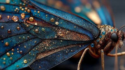 Extreme closeup showing detailed blue butterfly wing pattern wallpapers