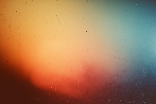 Abstract cinematic teal and orange gradient background with heavy film grain texture, retro vintage noise overlay concept