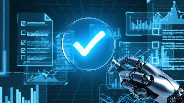 Futuristic AI Control Panel with Approval Check Mark