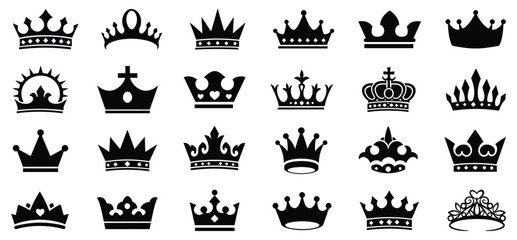 Obraz premium Crown king mega icon set.