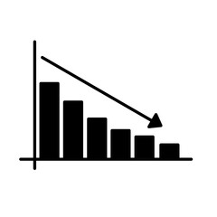 Minimalist Black Line Art Graph Declining Trend Chart Business Indicator