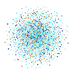 Blue and gold confetti circle explosion. PNG