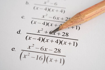 Answer sheets with pencil drawing fill to select choice, education.