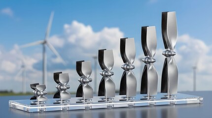 Green energy wind turbine blades as a bar graph