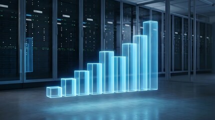 Holographic projection growth chart in data center