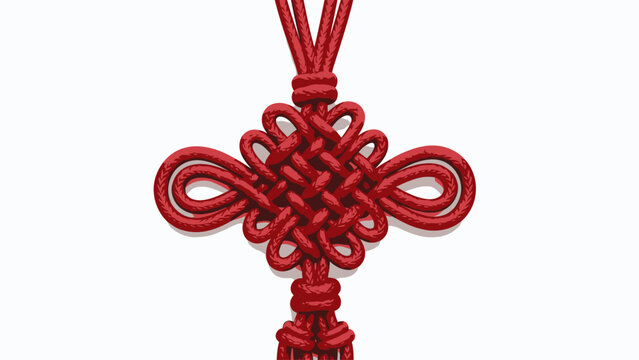 Intricate Red Chinese Knot on White Background