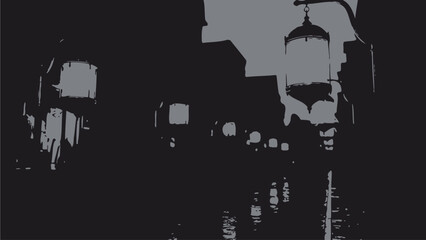 Obraz premium Abstract Dark Silhouette Background with Reflections