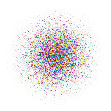 Colorful round confetti scattered in a sphere shape PNG.