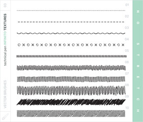 Fototapeta premium Vector Brushes. Technical Pen. Textures. No-stretch.