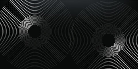 Abstract gold circle lines on dark background. Geometric stripe line art design. Modern luxury template. Suit for presentation, banner, cover, web, flyer, poster, brochure. Vector illustration