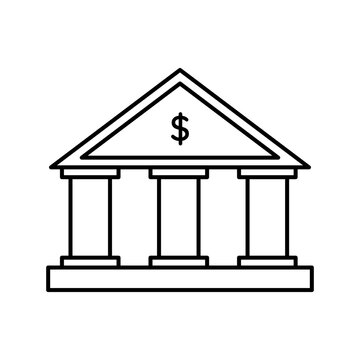Banking icon. Editable stroke outline building symbol. Government building
