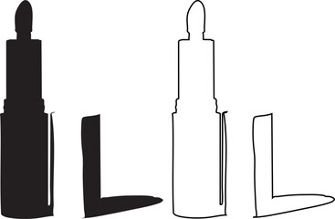 Naklejka premium Black and white lipstick tubes with caps makeup cosmetics beauty products