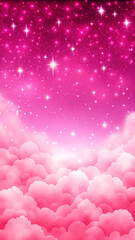 pink background with clouds