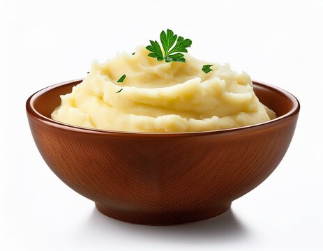 mashed potato on bowl isolated on white background