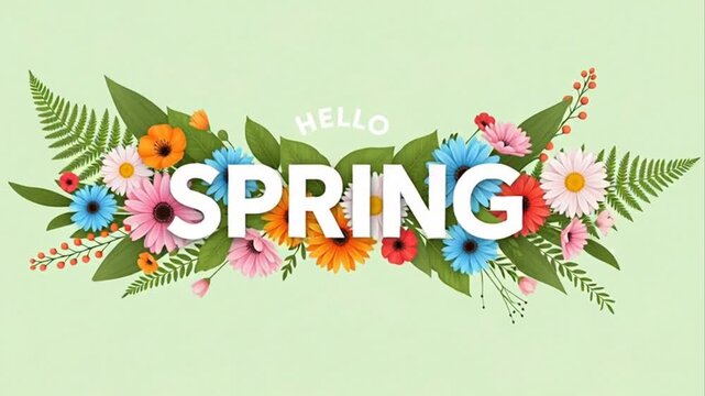 Hello spring floral animated greeting card