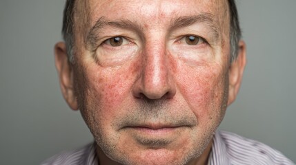 Obraz premium Portrait of a man with facial lupus rash in natural light