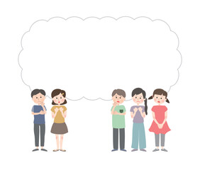 不安そうに考えている子供たち