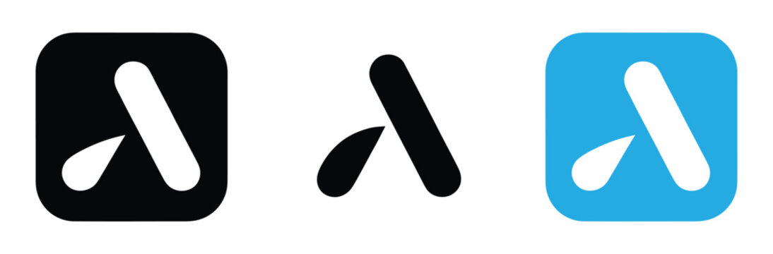 Letter A Logo Icon Set. Abstract Modern Alphabet Vector Symbol. Minimalist App Badge Design.