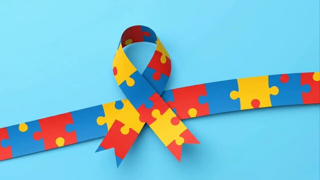 World autism awareness day jigsaw puzzle ribbon