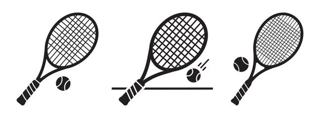 Tennis Racket and Ball Icons: Serve and Play Motion Graphics