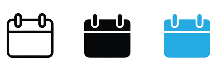 Fototapeta premium Calendar Icon Set Vector. Schedule and Date Symbol. Outline and Solid Style.Calendar icon set. Schedule icon symbol.