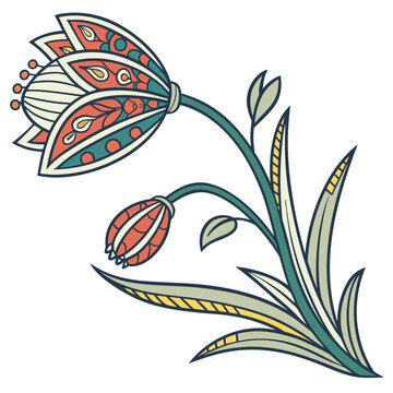 Decorative ballota flower with buds botanical artwork