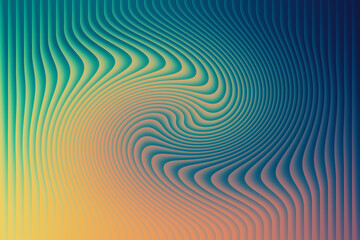 Abstract swirling lines in gradient colors of blue yellow and orange