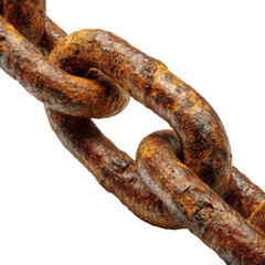 Rusty Chain: A close-up view of a weathered chain, its metallic surface transformed by rust, showcasing the effects of time and decay.
