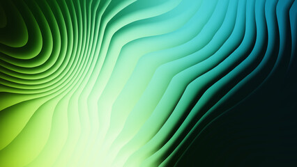 Abstract flowing lines in shades of green teal and black