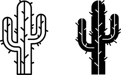 Cactus vector silhouette illustration icon design art symbol pattern sign concept set line