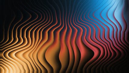 Abstract flowing lines in vibrant orange blue and black gradients