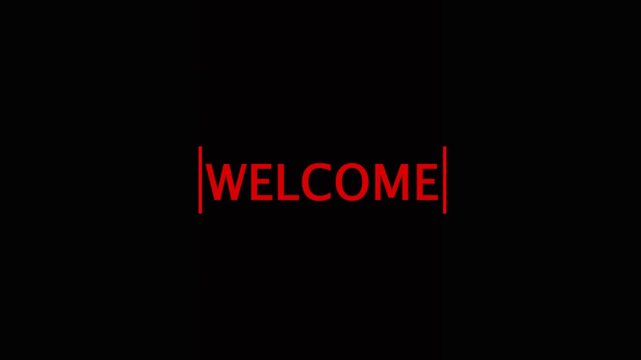 black background welcome text animation. Cool welcome text animation perfect for an opening something animation or for a welcome greeting.