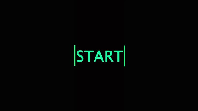 black background start text animation. Cool start text animation perfect for an opening something animation or for a start greeting.