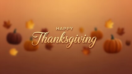 Naklejka premium Warm Happy Thanksgiving greeting with pumpkins and leaves