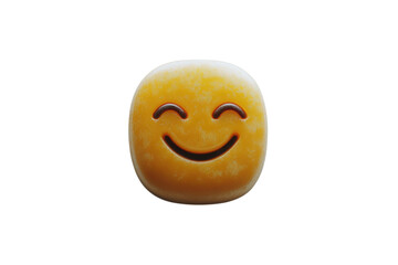 Yellow happy face emoji cute smile candy joyful food art render 3D fun on transparent background