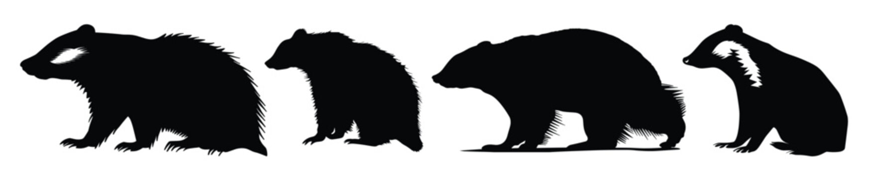  honey badger silhouette clipart bundle 