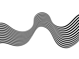 Optical art background, geometric wave design, black and white,Vector wave stripes abstract background. png