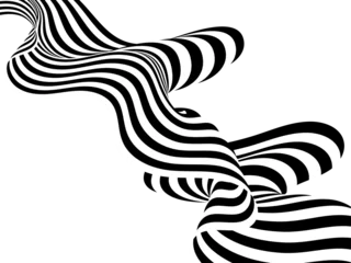 Fototapete 3D Black on white abstract perspective lines wave stripes with 3d effect. png  © Kateryna