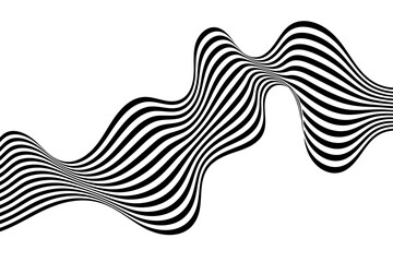 Abstract black and white wave pattern. png