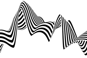 Abstract black and white brush lines. wave background. png