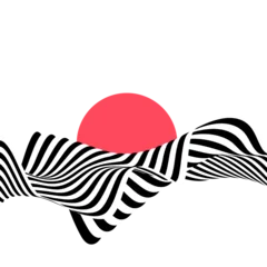 Fototapete 3D Image Black on white abstract perspective line wave stripes with 3d dimensional effect. png  © Kateryna