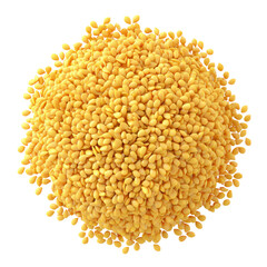 Golden Sesame Seeds: A close-up shot of a small pile of golden sesame seeds, showcasing their subtle texture and color, perfect for culinary and health-related projects.